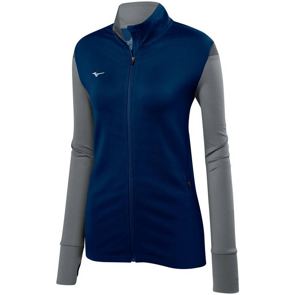 Womens Mizuno Horizon Full Zip Volleyball Jacket Navy/Grey Philippines (INQWFE724)